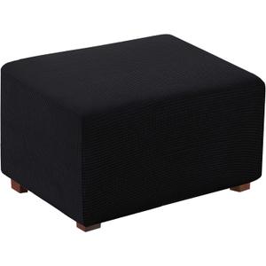 Flamingo P Ottoman Slipcovers Stretch Rectangle Folding Storage Covers Stretch Fabric Storage Ottoman Covers Ottoman Slipcovers (Black, X-Large)