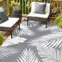 sarben Outdoor Rug 8x10 Waterproof for Patio Clearance, Reversible Indoor Outdoor Plastic Straw Camping Rug Carpet, RV Mat, Large Area Rug for Deck, Backyard, Balcony, Porch, Beach, Grey & White