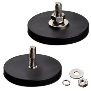 MUTUACTOR 2PCS Super Strong Rubber Coated Magnets, Anti-Slip Neodymium Magnet Heavy Duty,60lbs Anti-Scratch Mounting Magnet with M8 Male Threaded for Off-Road Lightings, Radar Equipment, RVs