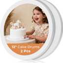 Kootek Cake Boards 12 Inch Round, 1/2 Inch Thick Cake Drum, Sturdy Corrugated Cardboard Base, Base para Pastel, White, 2 Pack