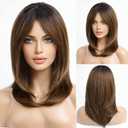 HAIRCUBE Layered Wigs for Women Synthetic Wig (Brown with Dark Roots)