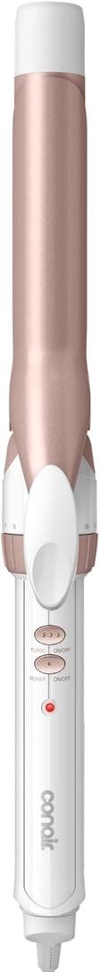 Conair Double Ceramic 1 1/4-Inch XL Curling Iron, Classic Curls for All Hair Types, 30 Heat Settings up to 400°F, Dual Voltage, Auto-Off, White/Rose Gold, CD701GNR
