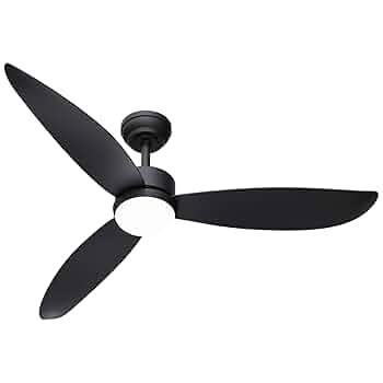 raccroc 52in Quiet Ceiling Fan with LED Light DC motor Large Air Volume Remote Control 3 Solid Wood Blades,Ceiling Fan for Kitchen Bedroom Dining room Patio