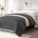 King Size Down Alternative Comforter  All-Season Soft Microfiber Duvet Insert with Diamond Stitch, Corner Tabs  Lightweight, Fluffy, Breathable, Machine Washable  Dark Grey (King/Cal King (94x106))