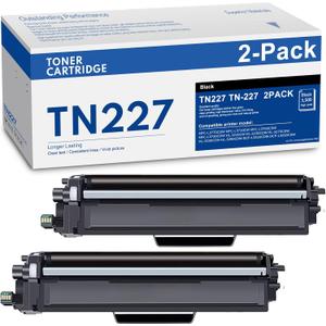 TN227 TN227BK High Yield Toner Cartridge, Replacement for Brother TN227 TN227BK TN223 TN 223BK for MFC-L3770CDW HL-L3290CDW HL-L3230CDW MFC-L3750CDW L3710CW L3210CW Printer (Black,  2Pack)