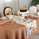 Hello Fall Table Runner Dresser Scarf 13 x 72 Inch Thanksgiving Harvest Pumpkin Maple Leaves Table Runners Non-Slip Heat Insulation Kitchen Dining Table Decor for Autumn Holiday Party Indoor Outdoor (Beige Orange Blue)