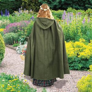 Renaissance Cloak with Hood Medieval Costume Men and Women Cape Halloween (Green1)