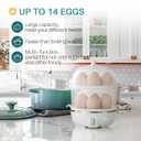 Bear Egg Cooker,14 Egg Capacity Hard Boiled Egg Cooker, Rapid Electric Egg Boiler Maker & Poacher for Hard Boiled Scrambled Omelets Poached Eggs Steamed Vegetables Dumplings with Egg Piercer (White)