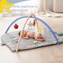 Baby Play Gym Tummy Time Mat, Oversize Elephant Activity Mat with 6 Detachable Toys, Promote Motor Skills & Sensory Development Mat, Newborn Infant Baby Essentials Gift