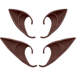 Cosplay Brown Elf Ears - 2 Pairs Fairy Pixie Ears Soft Pointed Ears Tips Anime Party Dress Up Costume Makeup Masquerade Accessories Halloween Elven Vampire Fairy Ears (Brown)