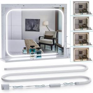 MY BEAUTY LIGHT LED Vanity Lights Strip for Mirror, 3000K-6000K Adjustable Color Temperature Bright Vanity Mirror Lights, 6.56FT Dimmable Makeup Light, ELT Approval 24V Stick on Lights for Mirror (White / Warm White)