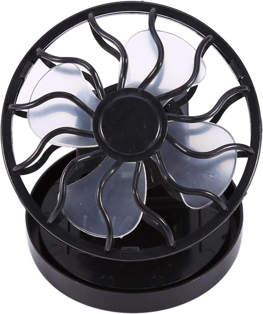 Estink Solar Powered Mini Clip On Fan, Electric Air Conditioner Cooling Cell Fan, No Battery Needed, Black, for Outdoor Travel, Camping, Hiking, Fishing, Golf