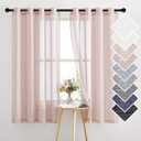 NICETOWN Linen Blend Semi Sheer Curtains 63" L for Nursery, Decorative Grommet Flax Texture Semitransparent Casual Window Treatment Privacy Protect for Flat/Apartment, 52" W, 2 PCs, Dusty Blush