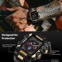 ULTIMAL Rugged Case with Band for Apple Watch 44mm,Compatible with Apple Watch Series SE 3/SE 2/SE Generation/6/5/4, Military Grade Shockproof Bumper Cover for iWatch Tactical Band Men (44mm,Gold)