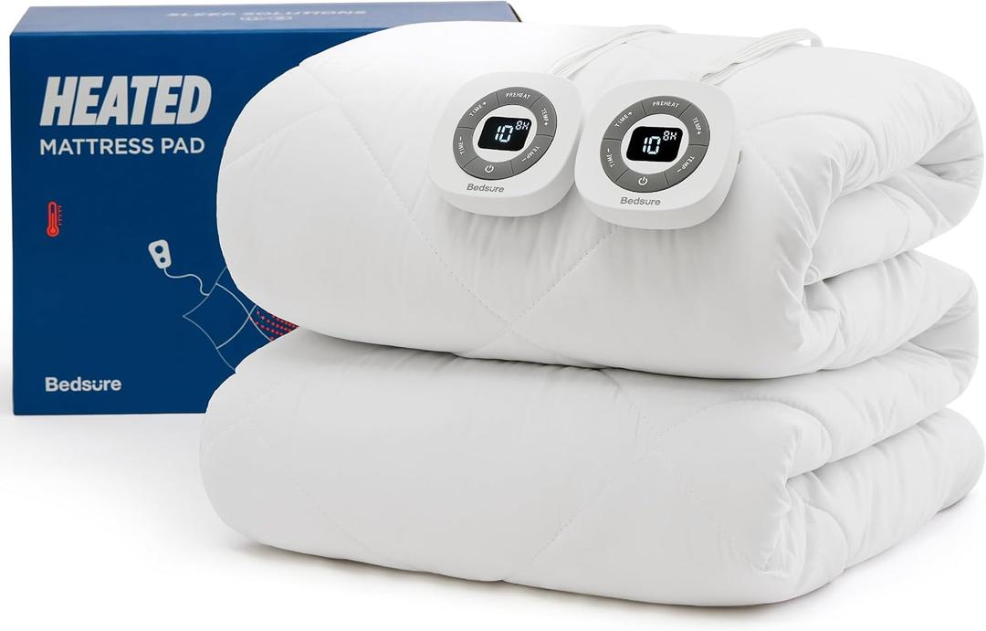 Bedsure Heated Mattress Pad King, Bed Warmer with Preheat & Memory Function | 12 Hour Auto Off, 10 Heat Settings, ETL&FCC, Dual Control, Fast Heating, Machine Washable, Deep Pocket, Premium Quilted 78x80