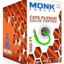 MONK CABLES | CAT6 Plenum Cable 1000ft | 100% Pure Copper | UTP, 23AWG, 550MHz | DSX-8000 Certified | Most Certified Cable of The Whole Market (Green)