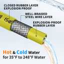 POHIR 100ft Pressure Washer Hose 3/8" 4800 PSI, Power Washer Hose with 3/8 Quick Connect, Hot & Cold Water Hose Max 248F, Commercial Industrial Grade Steel Wire Braided Kink Proof Extension Hose