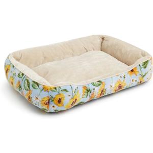 Vera Bradley Women's Fleece Plush Pet Bed, Sunflower Sky, Large - Extra Large