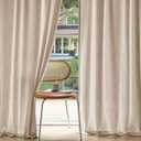 MIULEE Non-See-Through Privacy Linen Curtains 2 Panels, Light Filtering Window Curtains Farnhouse Textured Back Tab Semi Sheer Drapes for Bedroom Living Room, 52 x 90 Inches Long, Beige
