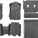 All-Weather Floor Mats for Ford Bronco 4-Door 2021-2025 Custom Fit TPE Floor Liners Full Set (1st & 2nd Row Cargo Liner Backrest Protectors) Heavy-Duty Black Accessories Not for Bronco Sport/2-Door