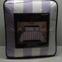 Juicy Couture Cabana Stripe Reversible Bedding Set - Queen/Full Size - Lavender/White Stripe Print  6 Piece Set  Includes 1 90" x 90" Comforter, 3 Decorative Pillows, 2 Shams