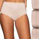 Vanity Fair Women's Illumination Brief Panties, Silky Stretch & Satin Trim (Beige, XXL)
