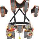 Tool Belt with Suspenders, Heavy-Duty 24-Pocket Work Belt for Electrician, Carpenter, Construction, Detachable & Adjustable Tool Pouch Bag for Men -Fits Waists 33"-48"