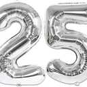 Silver Number Balloons Large Foil Mylar Balloons 40 Inch Giant Jumbo Number Balloons for Birthday Party Decorations – Silver 25 2-Pack