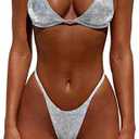 YAUASOPA Women Shiny Bikini Micro Sexy String Two Pieces Swimsuit Female Thong Swimwear Size L