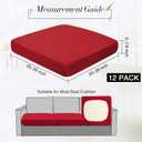 Newwiee 12 Pcs Patio Outdoor Cushion Covers Replacement Waterproof Stretch Sofa Couch Cushion Covers Washable Individual Couch Slipcovers Set Furniture Protector for Pets(20-27 Inch,Wine Red)