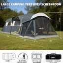 UNP Camping Tent 8 Person Waterproof Big Tunnel Tent with Screen Porch,Family Outdoor Large Tents for Camping 20' x 9' x 80in(H)