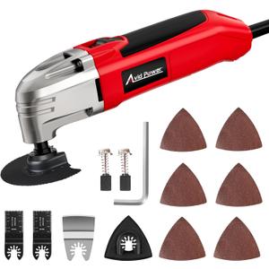 AVID POWER Oscillating Tool, 22000 OPM Electric Oscillating Multi Tool with 3 Oscillation Angles, Cutting, Sanding, Grinding, Scraping, 11 Accessories & Universal Interface-Red
