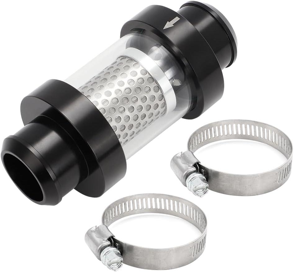 1-1/2" Universal Filter Inline Heater Core Coolant Filter and Inspection System Stainless Steel Filter Mesh Matching Fixture (1.5 IN, black)