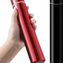 Vesici Slim Water Bottle 8.8 oz Small Stainless Steel Purse Compact Insulated Water Bottles Camping Travel Backpack Pocket Flask for Car Cold Coffee Tea(Black, Red,2 Pack)