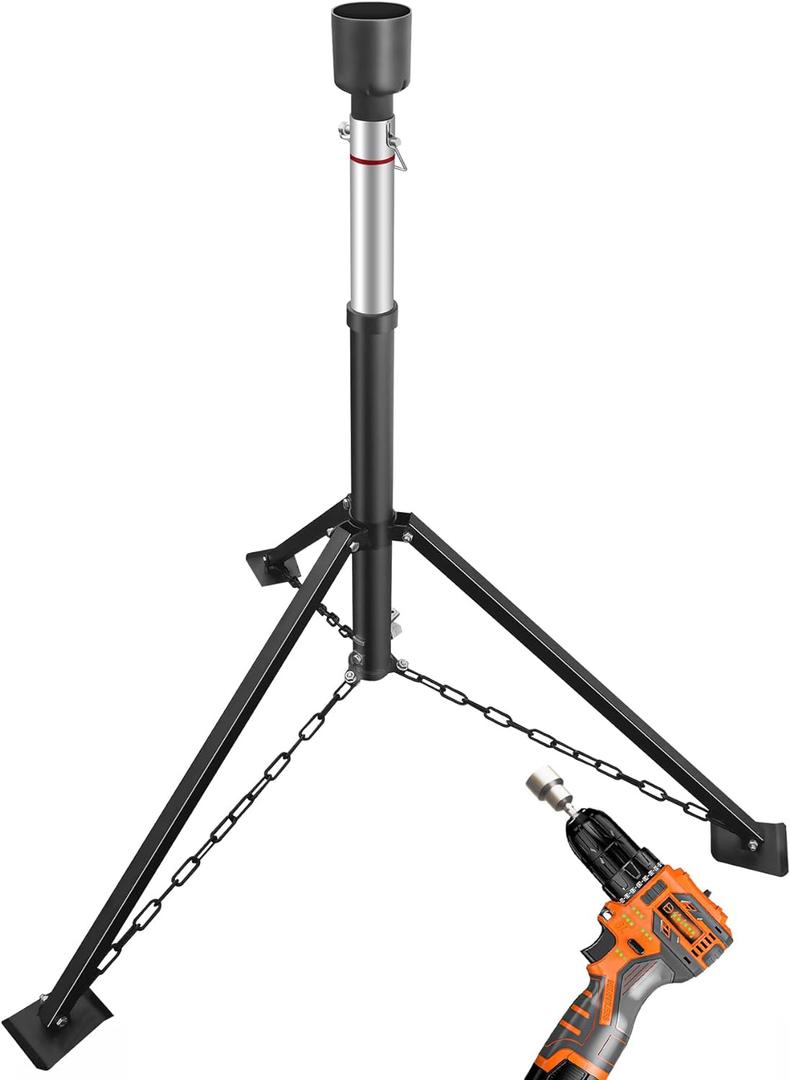 King Pin Tripod Stabilizer Jack for 5th Wheel Trailer Rv, (Allow Drill Adjust), 5000lb Load Capacity & Adjustable Height from 35" to 56"Patented