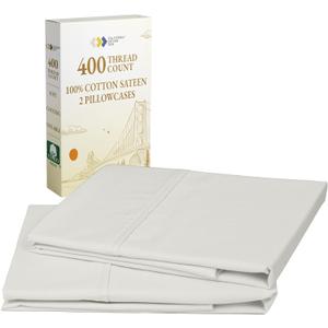 California Design Den Standard Queen Size Pillowcase Set - 400 Thread Count, 100% Cotton Sateen, Set of 2 Pillow Covers, Breathable, Cooling, Soft for Quality Sleep - Ivory (Pale Tone)