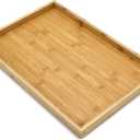 Bam & Boo Natural Bamboo Serving Tray Modern Rectangular (Bamboo, 17.75 x 11.8" x 1.2") for Food, Drinks, Decor, Vanity in Home, Kitchen, Bathroom, Coffee Table, Bed