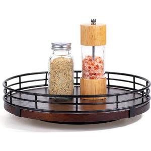 BAMBOO LAND- Lazy Susan Turntable Organizer, 12", Dark Mahogany Lazy Susan for Table Top