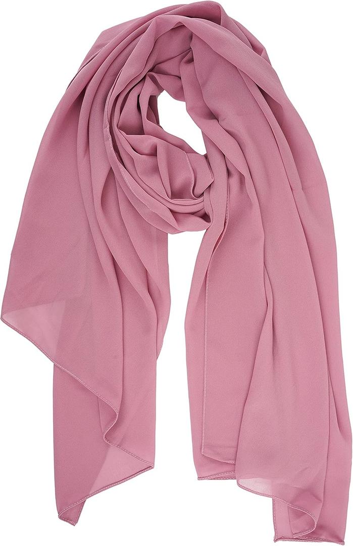 YOUR SMILE for Women Lightweight Breathable Solid Color Soft Chiffon Long Fashion Scarves Sun-proof Shawls Wrap (Pink)