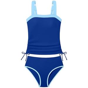 Dearnow Teen Girls Swimsuit Size 14 16 Two-piece Tankini Set Bathing Suits 14-16 Color Block High Waist Swim Suit Girls' Swimwear with Adjustable Straps, 15-16Y