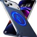 Magnetic Ultra Thin Frosted Designed for iPhone 17 Pro Max Frameless Case 6.9 inch [Compatible with MagSafe] Slim Minimalist Lightweight Matte Hard Cover Protective Borderless Case-Navy Blue