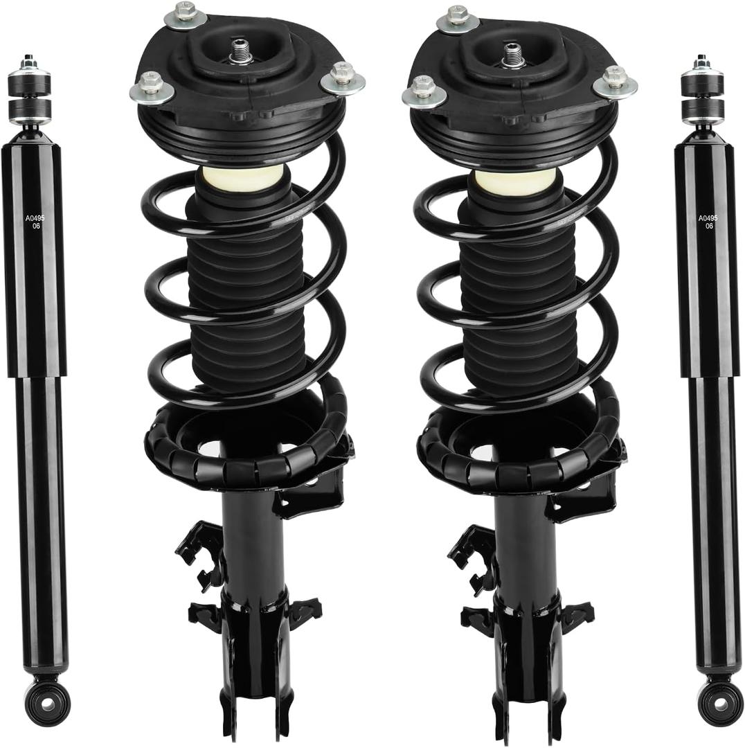Front & Rear Strut Shock Assembly w/Coil Spring for Nissan Versa 2007 2008 2009 2010 2011 2012, Replace 172352 172351 343465, Left & Right, 4PCS 