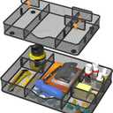Desk Drawer Organizer Tray, Metal Mesh Drawer Organizer for Office & Home, 6 Adjustable Compartments, Black, 2 Pack - 12.87x8.73x1.96 inch