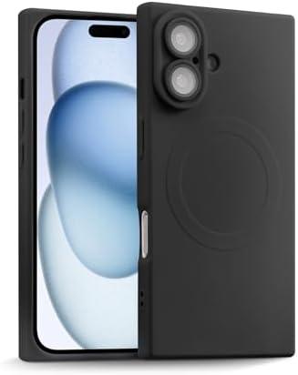 ZhyzRhsm Designed for iPhone 16 Case Silicone Compatible with Magsafe, Camera Lens Protector, Military Grade Shockproof Protective, Rectangle Magnetic Phone Case for iPhone 16 Black