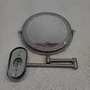 Rechargeable Wall Mounted Lighted Makeup Vanity Mirror 8 Inch Double Sided 1X 10X Magnifying Bathroom Mirror, 3 Color Lighting, Touch Screen Dimming, Extended Arm 360 Rotation Shaving Light up Mirror (Brush Nickel)