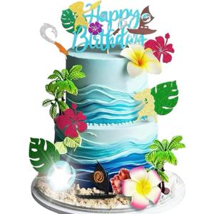 Mo Cake Topper - Baby Hawaii Birthday Decorations for Memorable Party - Stunning Cake & Cupcake Toppers (Blue)