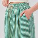 Women's Casual Striped Wide Leg Pants Y2k Drawstring Elastic High Waisted Trousers Loose Lounge Palazzo Pants (M)