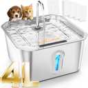 Cat Water Fountain Stainless Steel 135oz/4L with 4 Filters 4 Sponge Pet Water Fountain for Cats Indoor Pets Dog Small Animal Automatic Dog Water Dispenser Quiet
