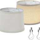 Set of 2 Drum Lamp Shade 9" Top x 10" Bottom x 7-1/2" High (Spider) Soft Cream Color for Medium Size Table Lamps & Wall Sconces Replacement Lampshade By oNext