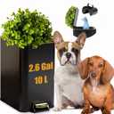 Yatmung Small Metal Trash Can with Lid - Dog Poop Trash Can Outside with Pedal - 10 Liters Pet Waste Container Outdoor - Plant-Styled Poop Bucket - 2.6 Gal Stainless Steel Garbage Bin - Black and Gold